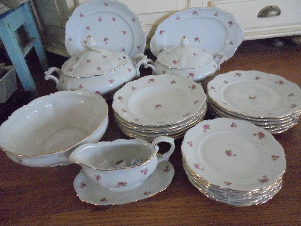 Diner-/Koffieservies Mitterteich Bavaria barok roze roosjes, Antiek en Kunst, Ophalen of Verzenden