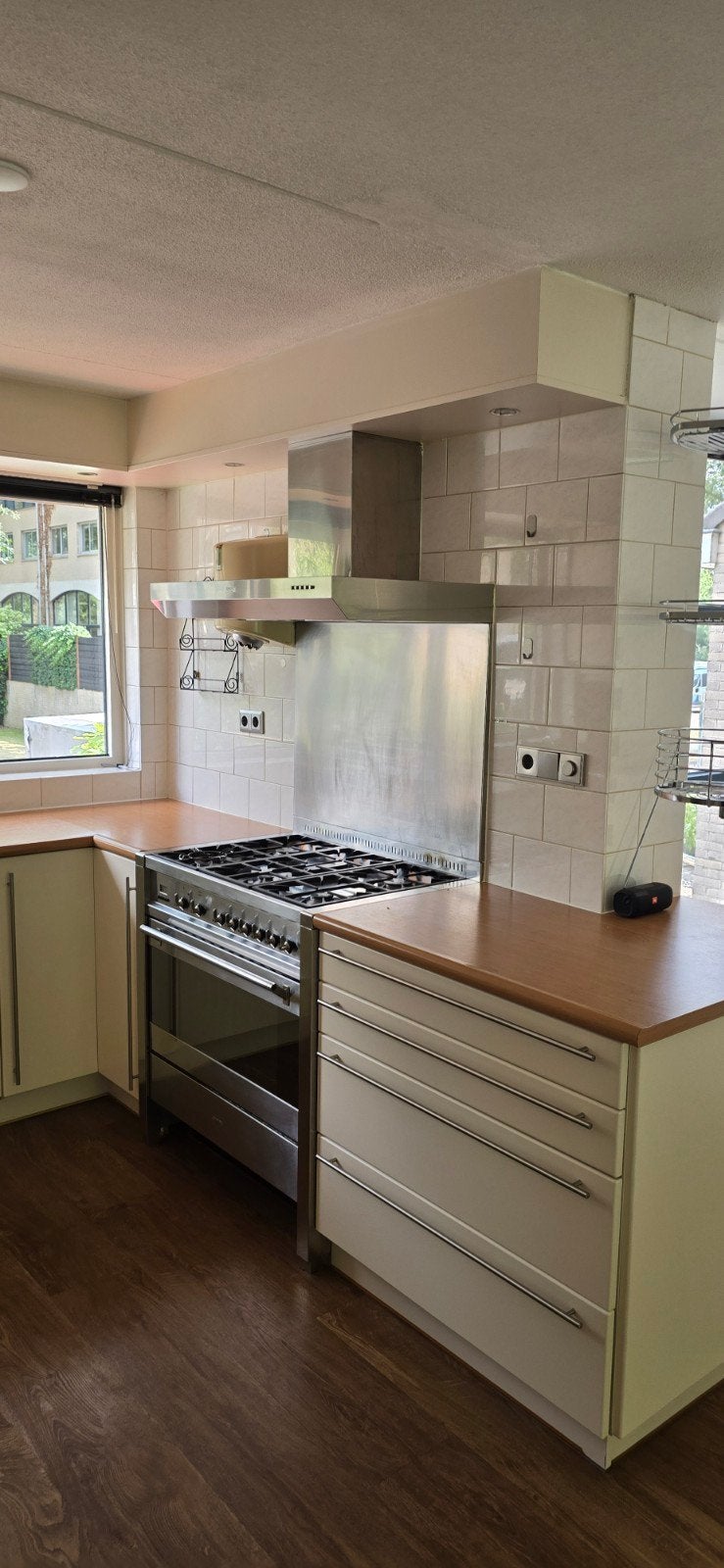 Smeg vrijstaand fornuis 90 cm inclusief Smeg afzuigkap, Ophalen, Gebruikt