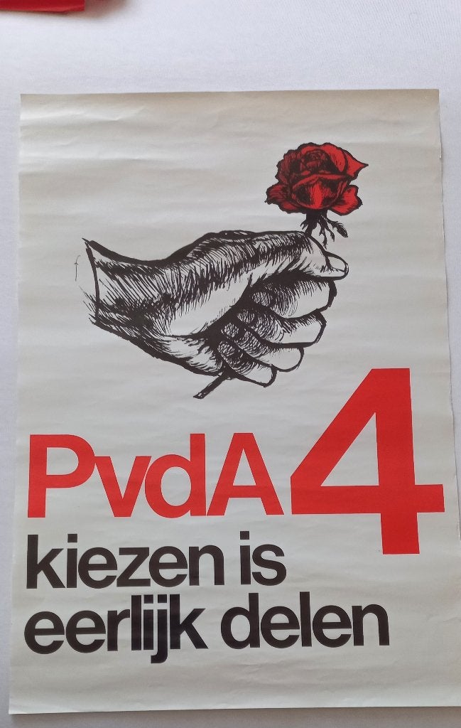 Poster PvdA, Rechthoekig Staand, Ophalen of Verzenden, Zo goed als nieuw, A1 t/m A3
