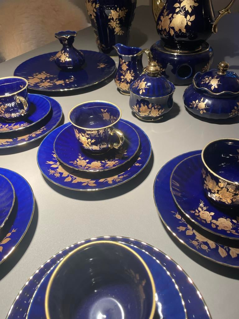 Exclusief Wunsiedel Kobalt Porseleinen Servies 24 Karaat Gou, Nieuw, Ophalen of Verzenden, Overige stijlen, Porselein
