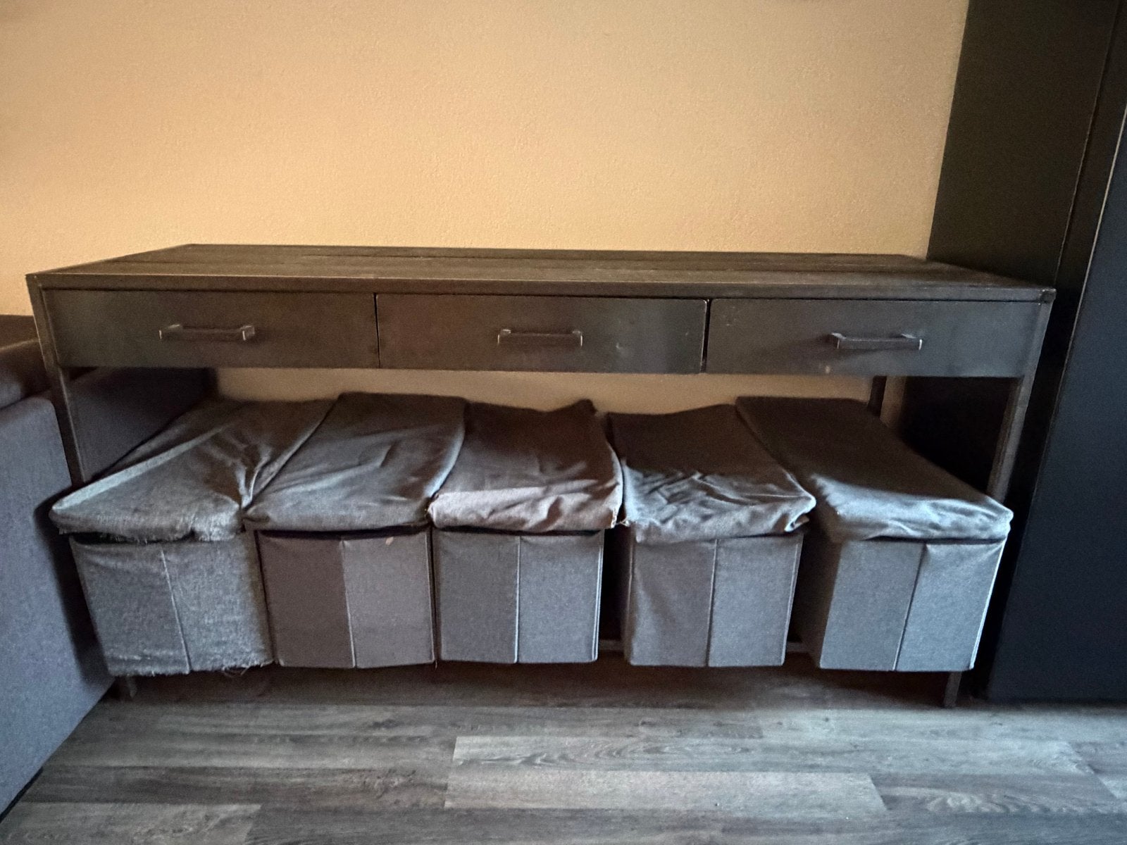 Industriële kast / dressoir met 3 lades, Ophalen, Gebruikt, 200 cm of meer, Metaal