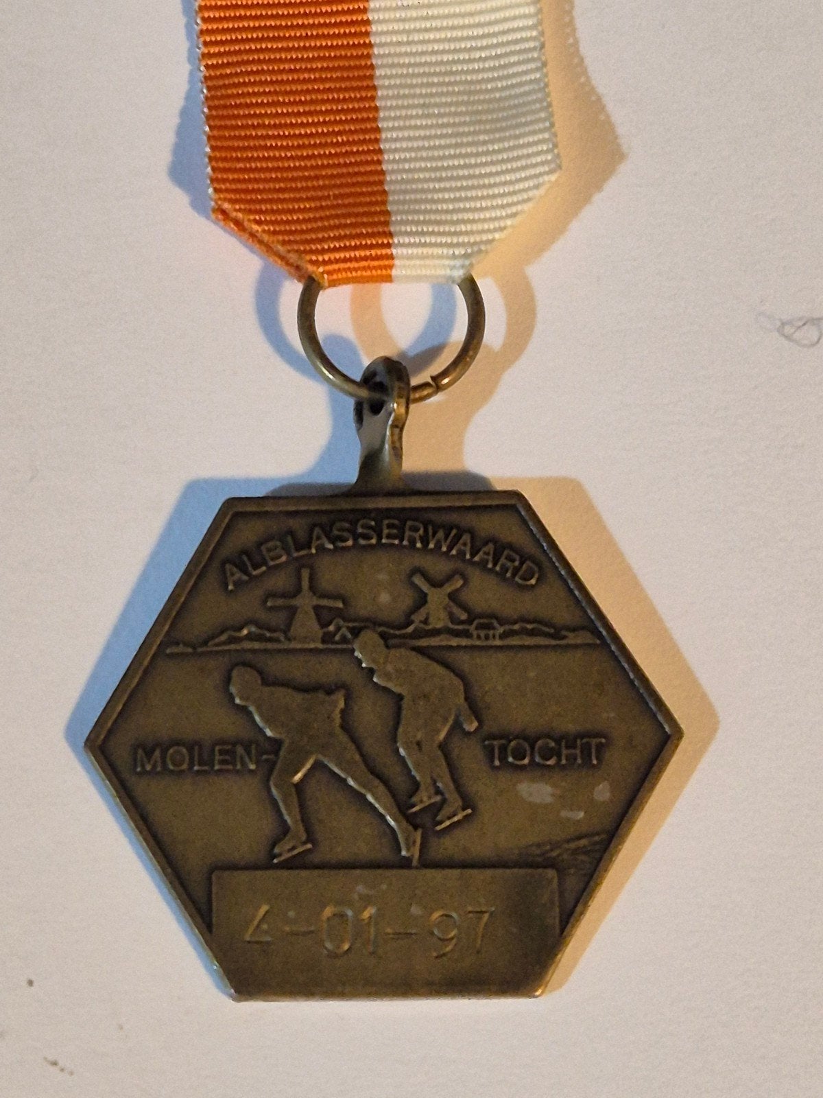 Medaille Schaatsen Molentocht Alblasserwaard 1997, Postzegels en Munten, Ophalen of Verzenden, Overige materialen, Nederland