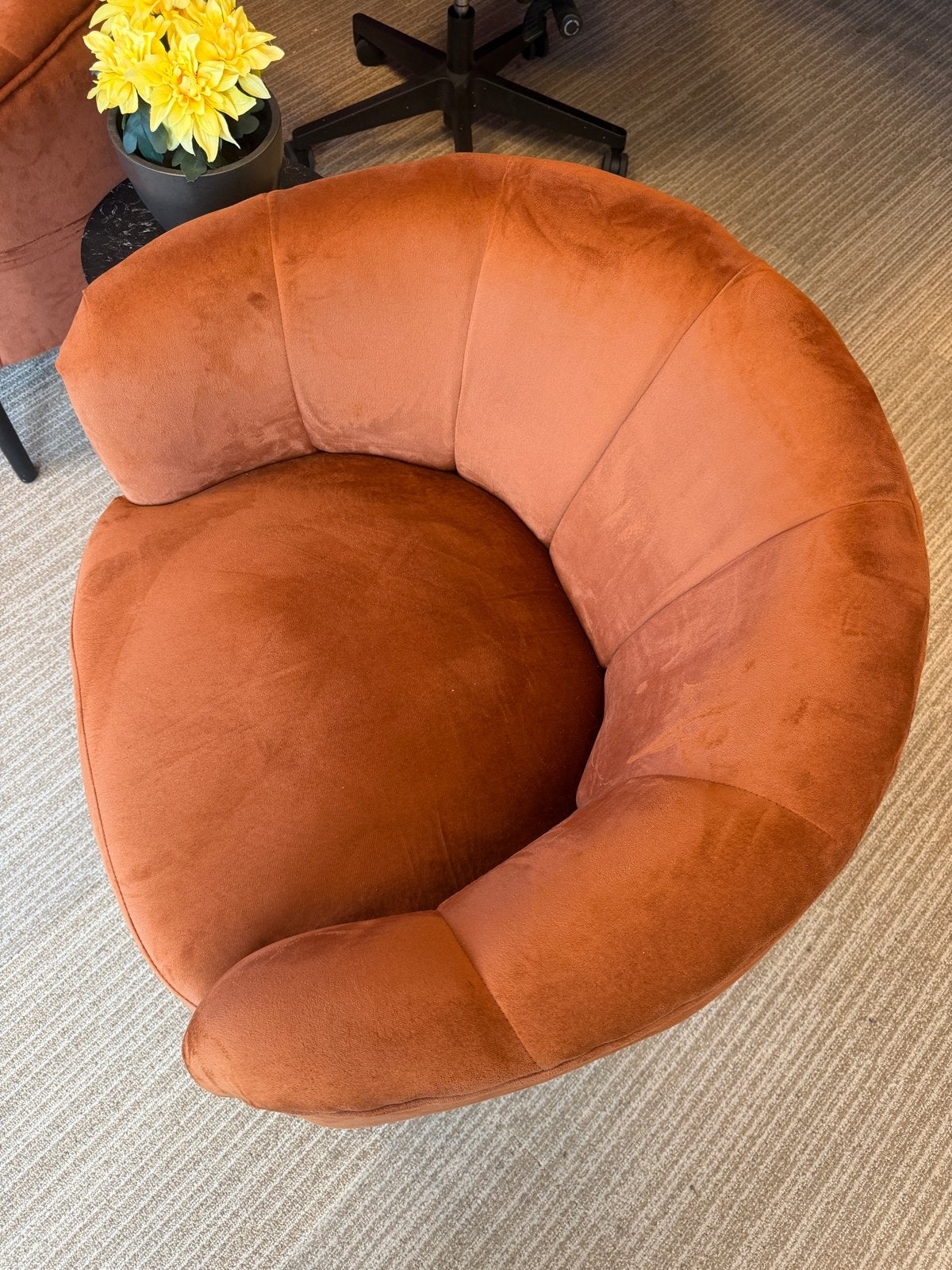 4x Kwantum fauteuil cognac velours/fluweel-look, Ophalen, Gebruikt, Bruin, Eén