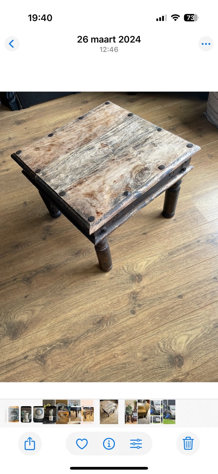 Antiek houten tafel, Ophalen