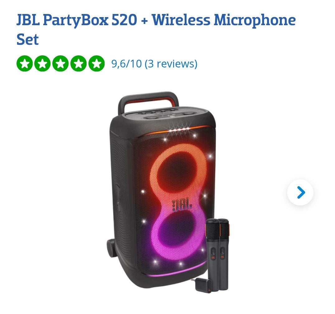 Te Huur: JBL 520 box optioneel met Draadloze microfoon, Inclusief kabels, Ophalen, JBL