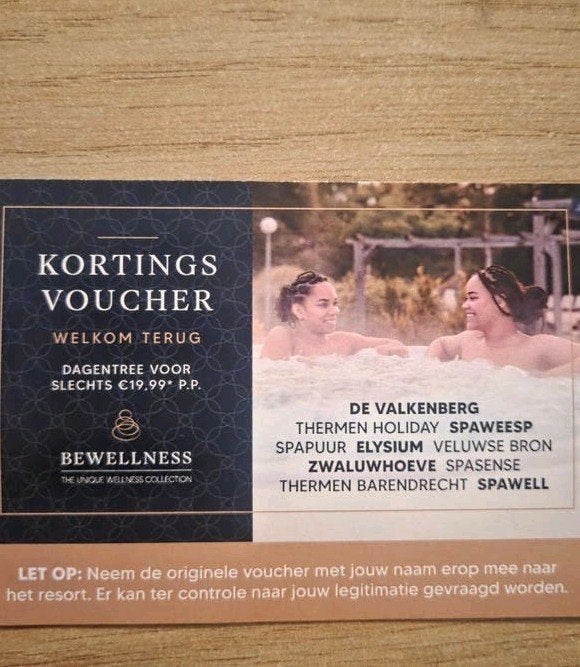2x entree Elysium/Veluwse bron/Zwaluwhoeve/Spasense/Spapuur, Twee personen, Cadeaubon, Spa of Sauna