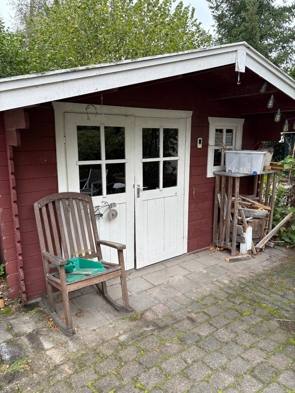 Houten blokhut/tuinhuis met dubbele deuren en ramen, Tuin en Terras, Ophalen, 250 tot 500 cm, Hout, 200 tot 400 cm
