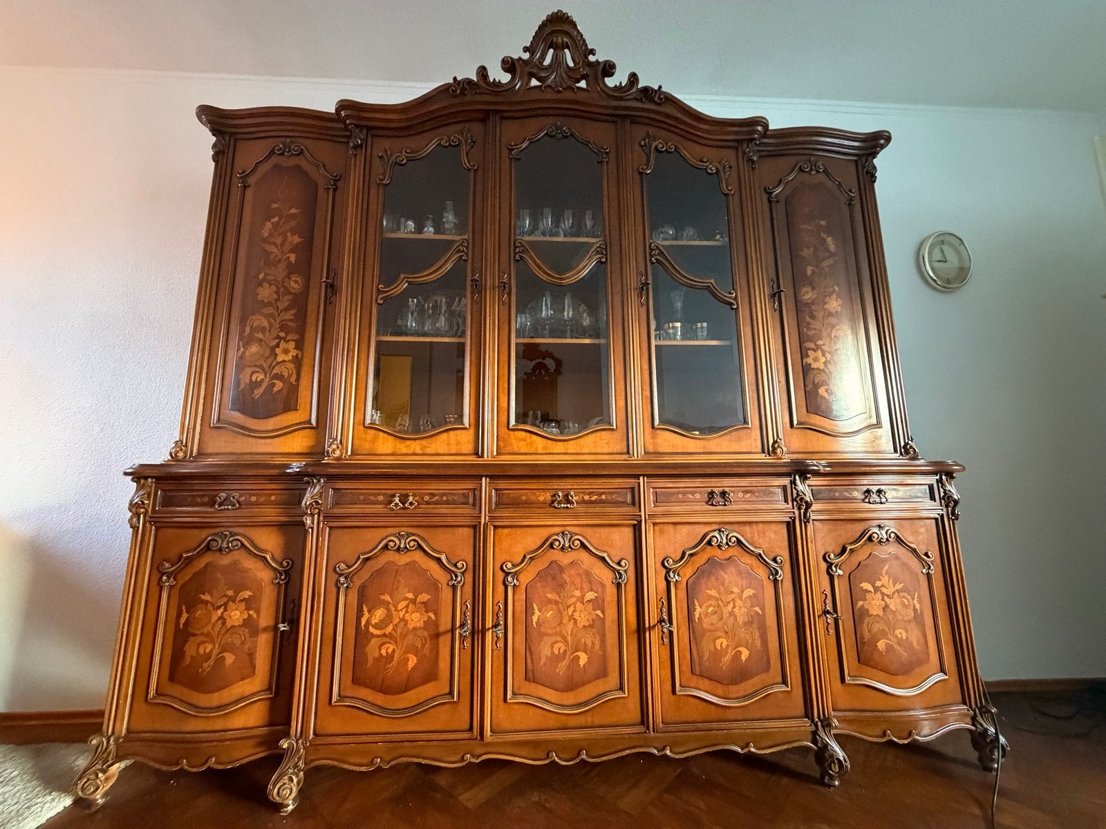 Antieke Vitrinekast met Inlegwerk, Antiek en Kunst, Ophalen
