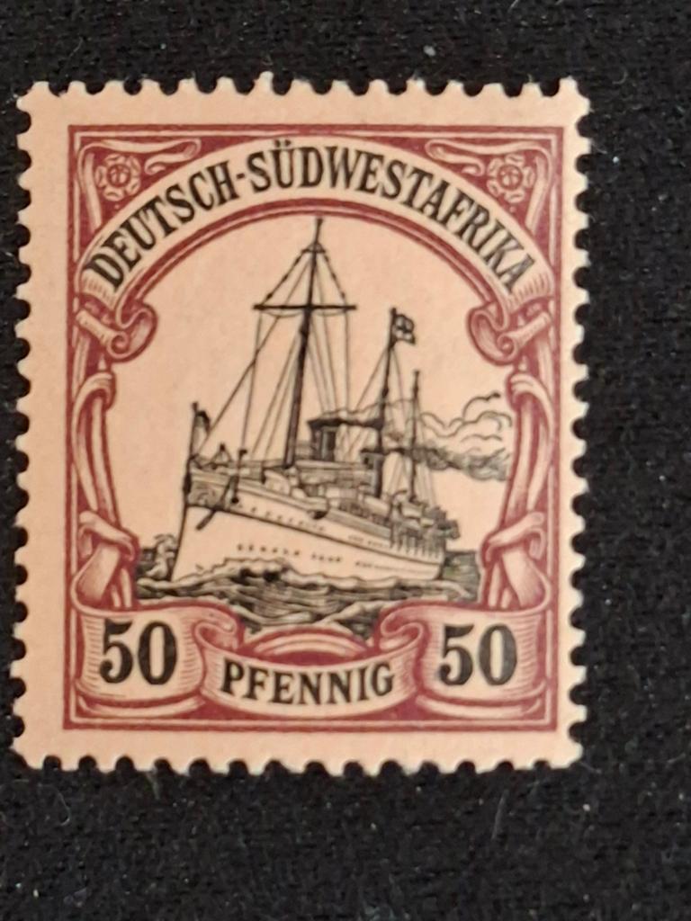 Duits Zuidwest Afrika Mi 18. Pf met plakkerrest (zonder wm), Postzegels en Munten, Postzegels | Suriname, Verzenden