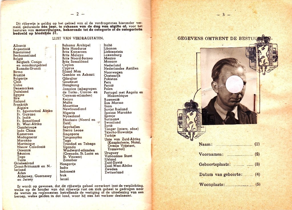 INTERNATIONAAL VERKEER RIJBEWIJS 1953, Postzegels en Munten, Ophalen of Verzenden, Euro's