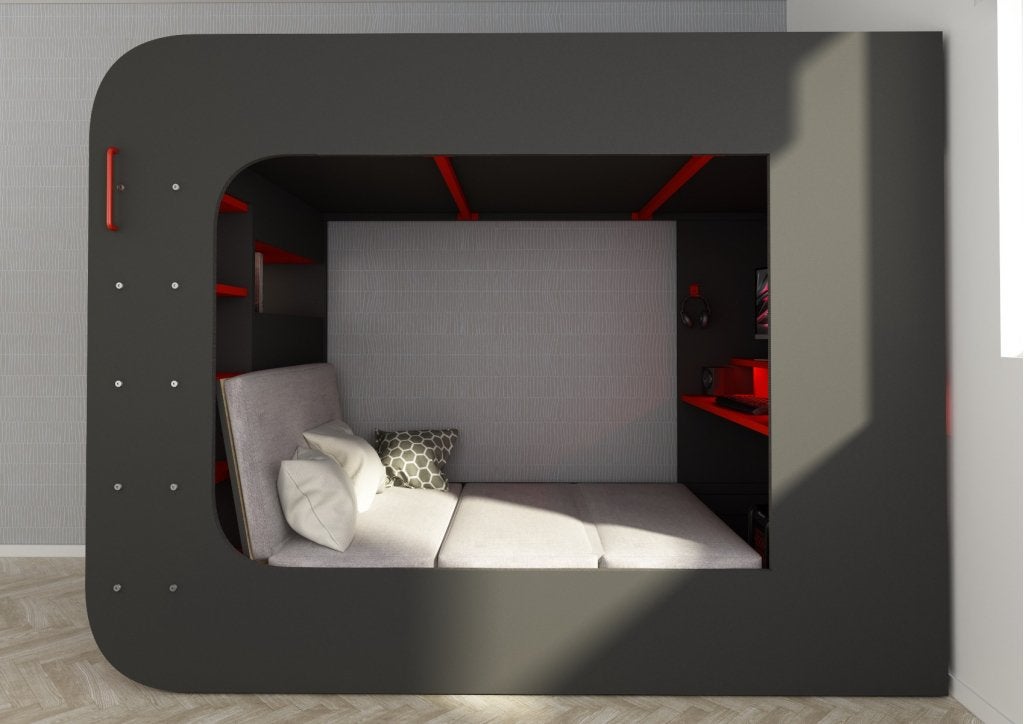The Cube 5000 Gamingbed hoogslaper - 120x200 - Antraciet, Niet ingevuld, Niet ingevuld, Niet ingevuld