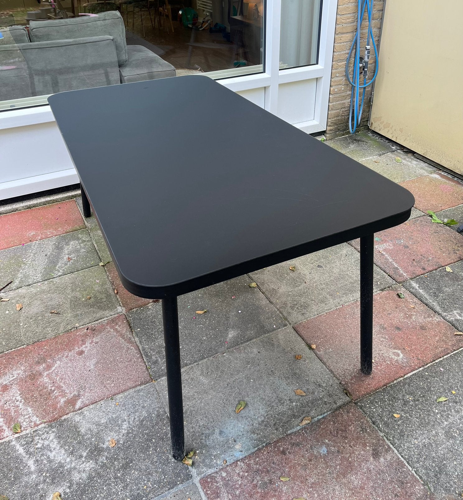 Tuintafel zwart 180 cm, Tuin en Terras, Ophalen, Gebruikt