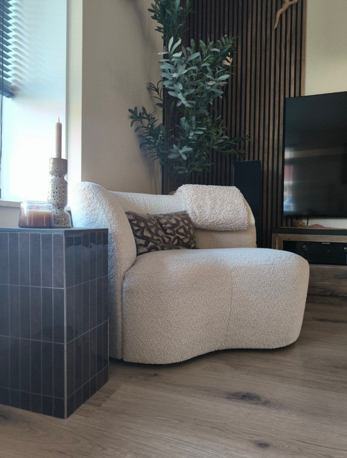 Woood fauteuil teddy stof, Huis en Inrichting, Ophalen, Modern, Teddy, Comfortabel, 75 tot 100 cm, Zo goed als nieuw