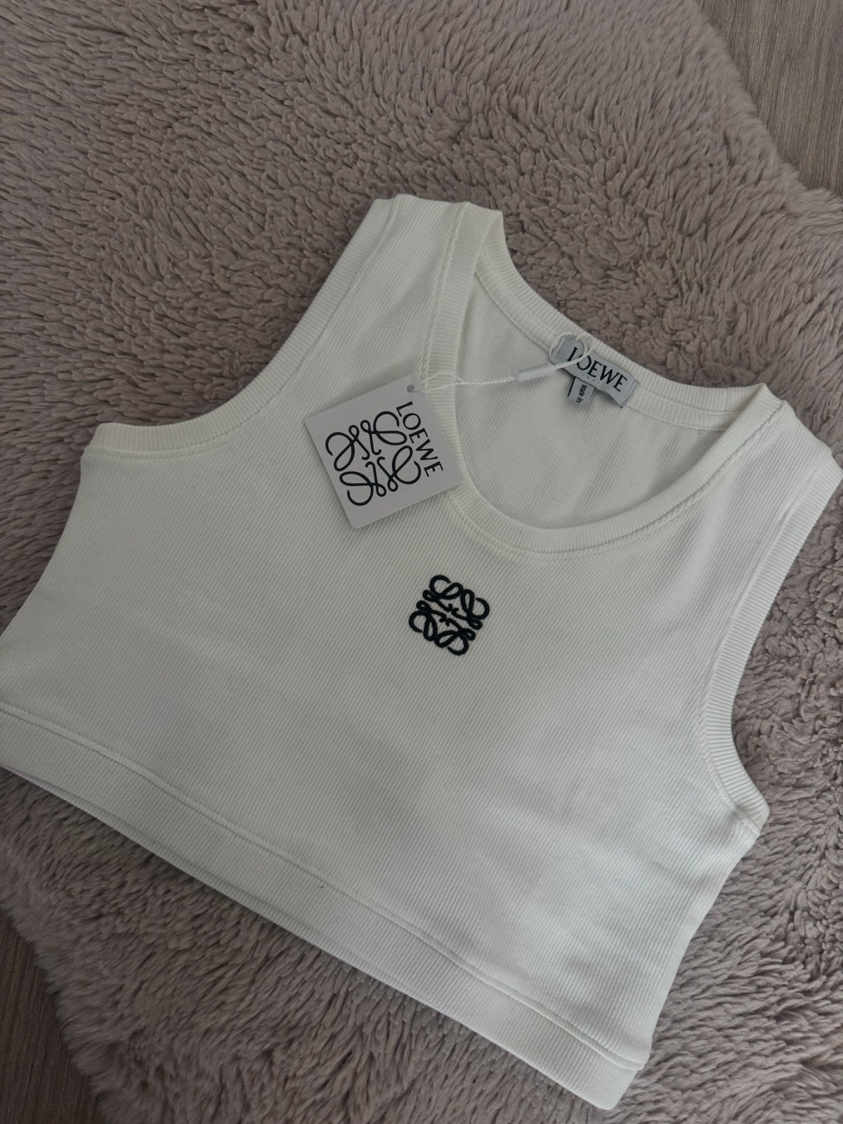 Loewe Anagram Cropped Tank Top Wit Maat L Nieuw, Verzenden, Wit, Nieuw, Maat 36 (S)
