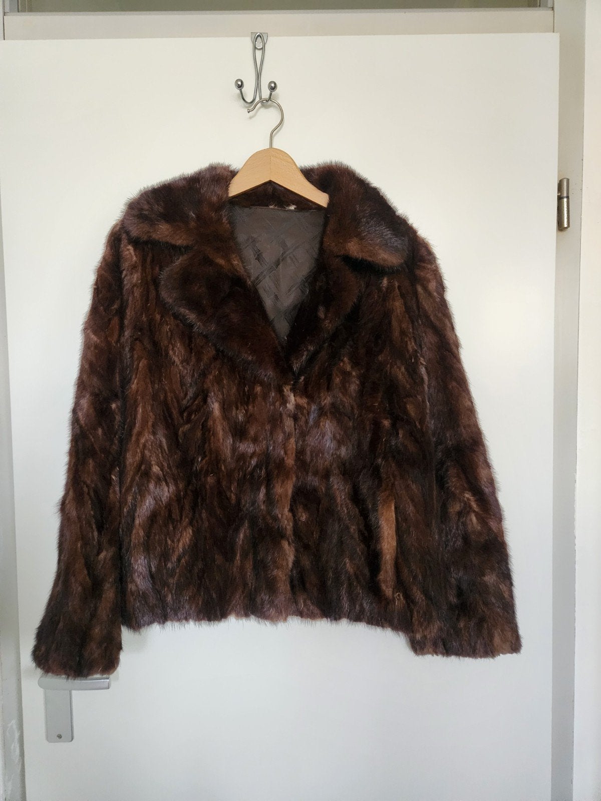 Vintage Nerts bontjas Dames Bruin Maat M, Ophalen