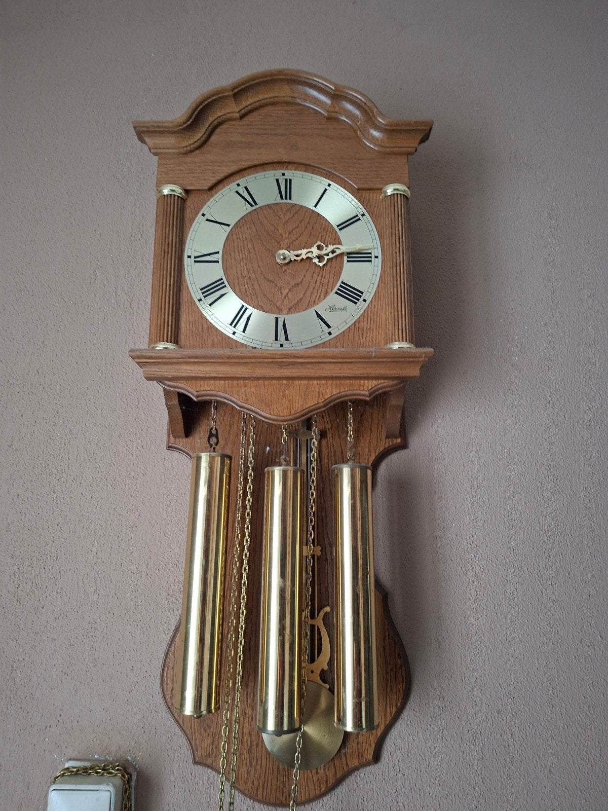 Hermle wandklok met slinger en gewichten, Antiek en Kunst, Ophalen of Verzenden