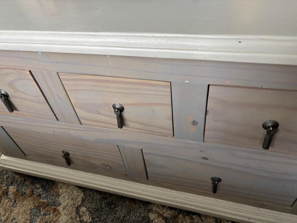 Salontafel /kist met 5 lades. Taupe / grijs, Huis en Inrichting, Tafels | Salontafels, Ophalen, Gebruikt, 100 tot 150 cm, 50 tot 100 cm