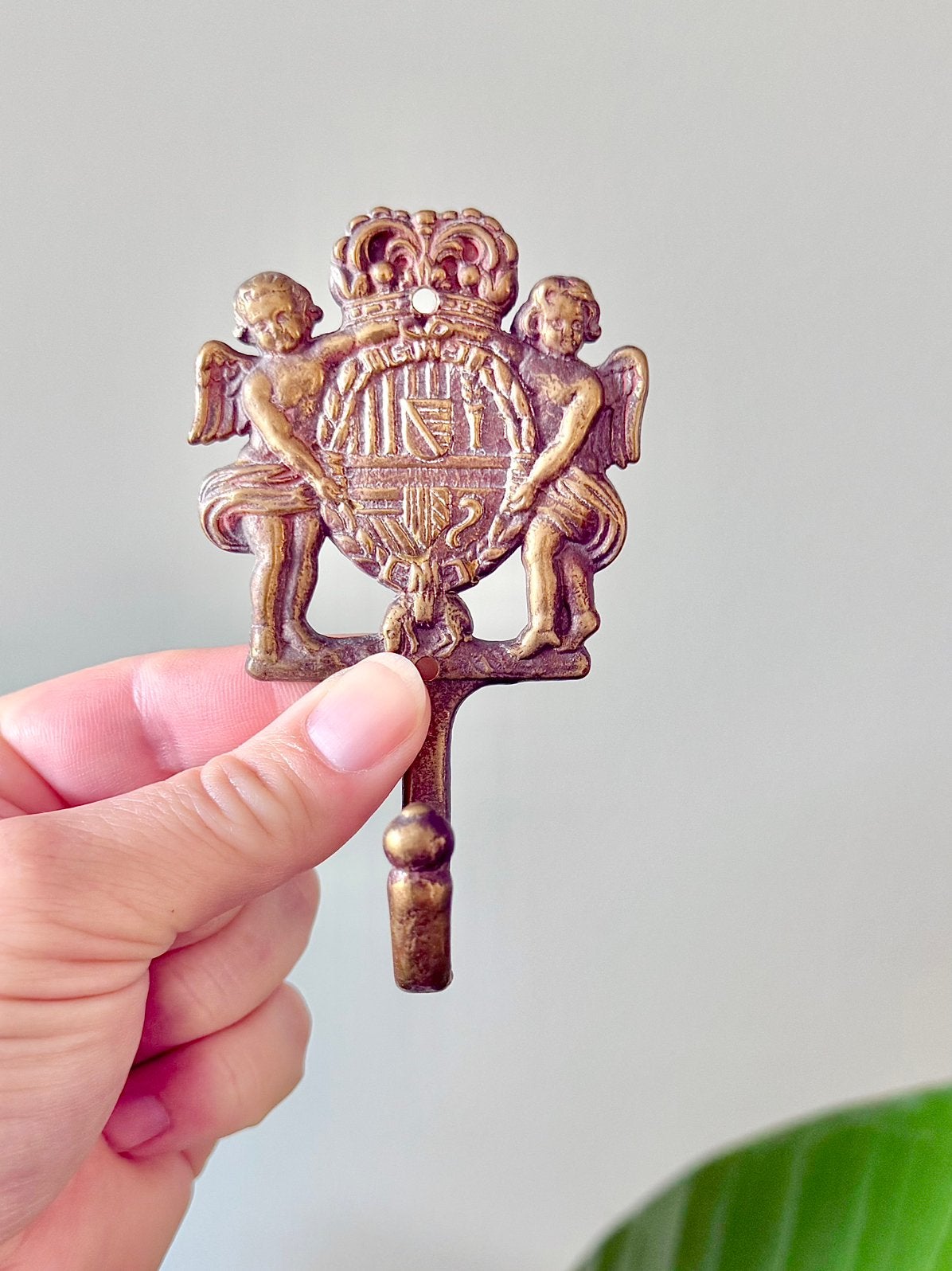 Vintage messing haak wandhaak kapstokhaak muurhaak, Ophalen of Verzenden, Gebruikt, Wandhaken