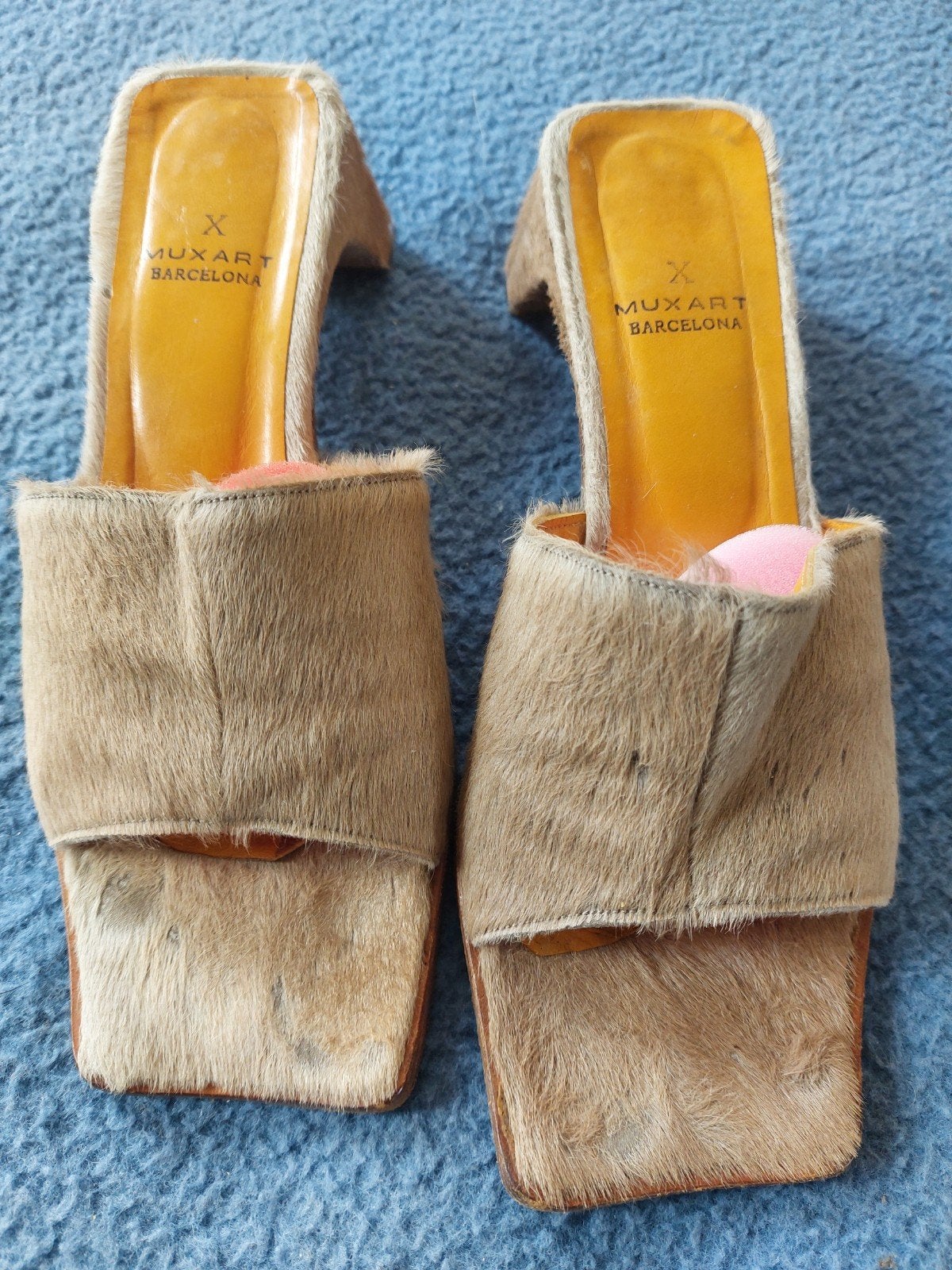 Muxart Barcelona muiltjes met ponyhair, Bruin, Gedragen, Muxart Barcelona, Sandalen of Muiltjes