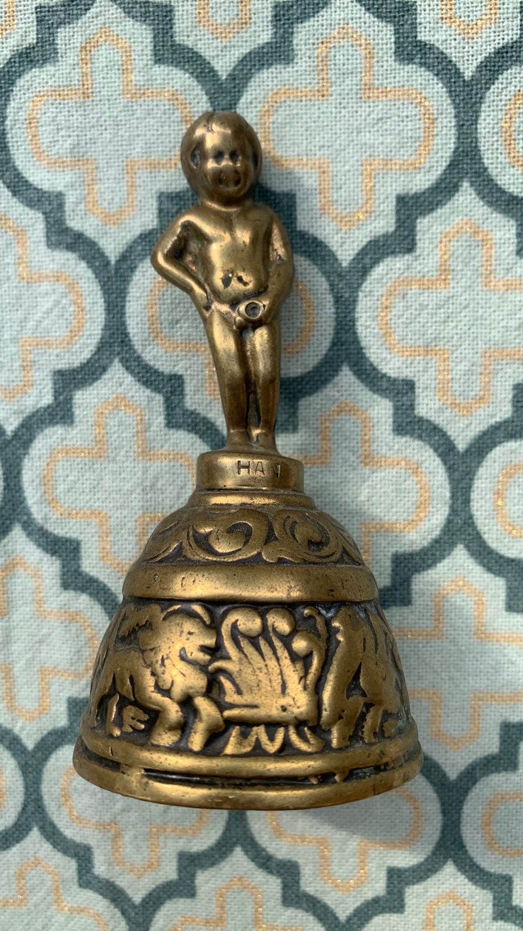 Vintagr tafelbel manneke pis, brons, Antiek en Kunst, Ophalen of Verzenden