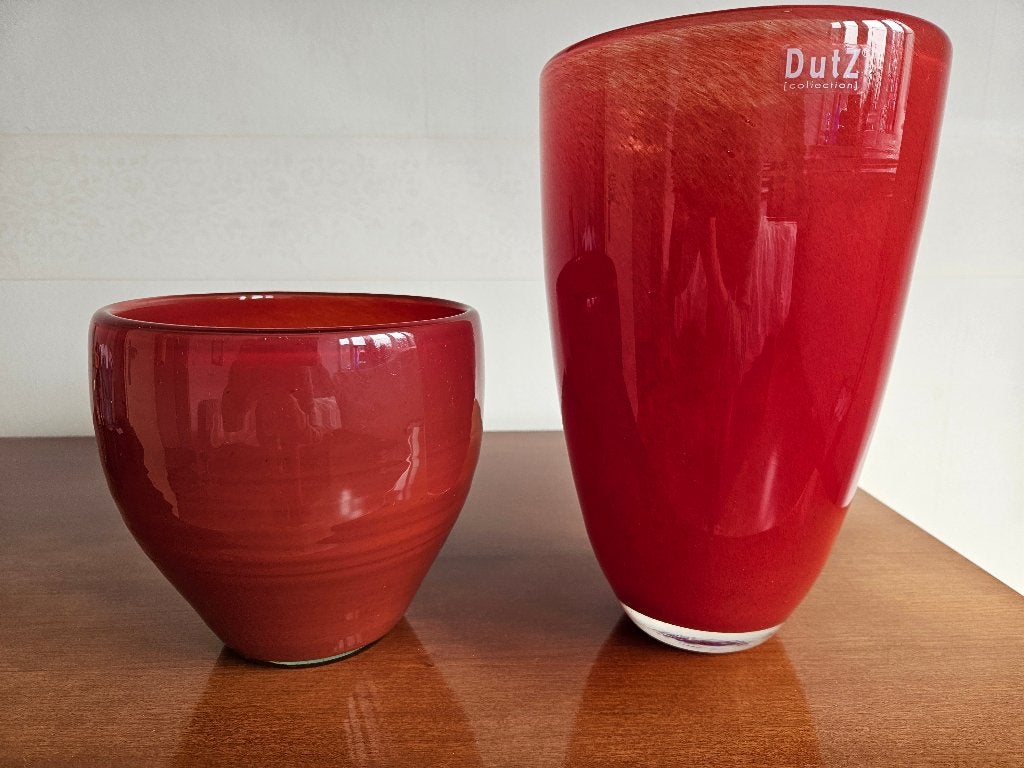 DutZ Bloemenvaaz en DutZ Bloemenpot, Huis en Inrichting, Ophalen, 27 cm, Rood, Glas