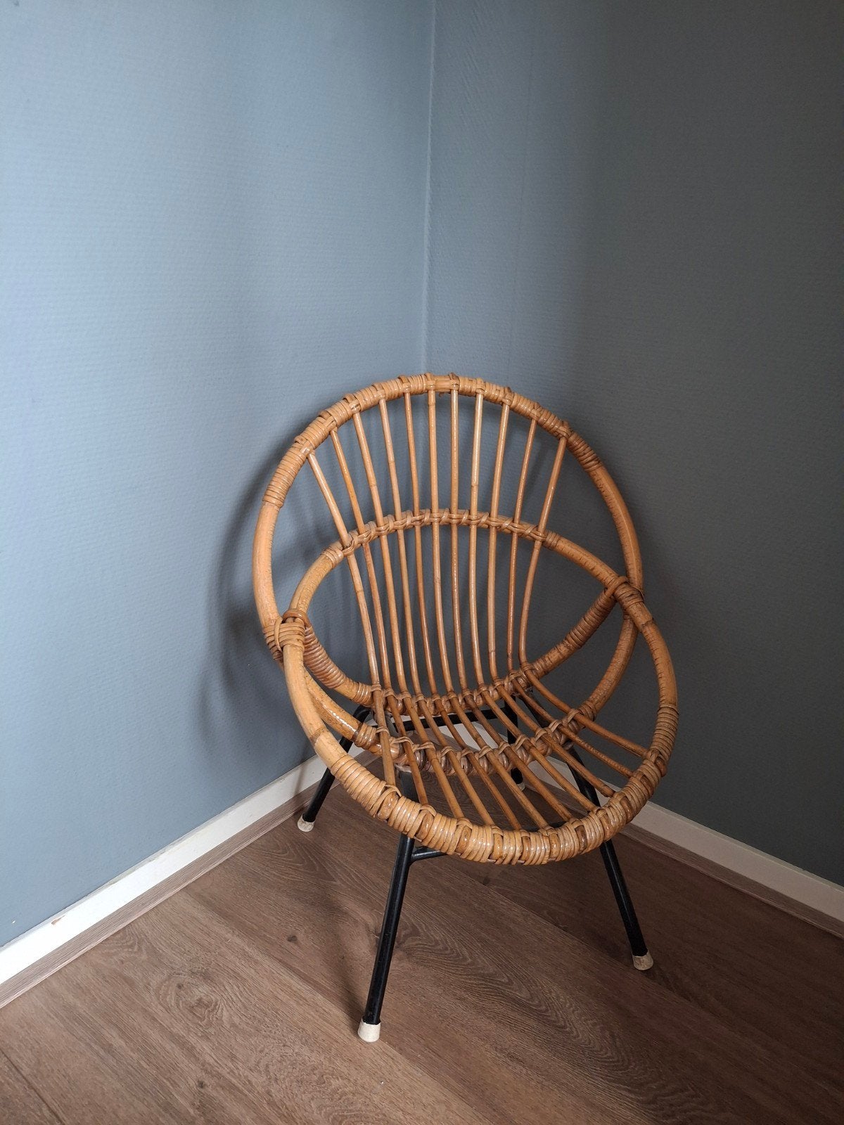 Vintage Rotan Stoeltje, Ophalen, Gebruikt, Bruin, Vintage, Bohemian, Retro