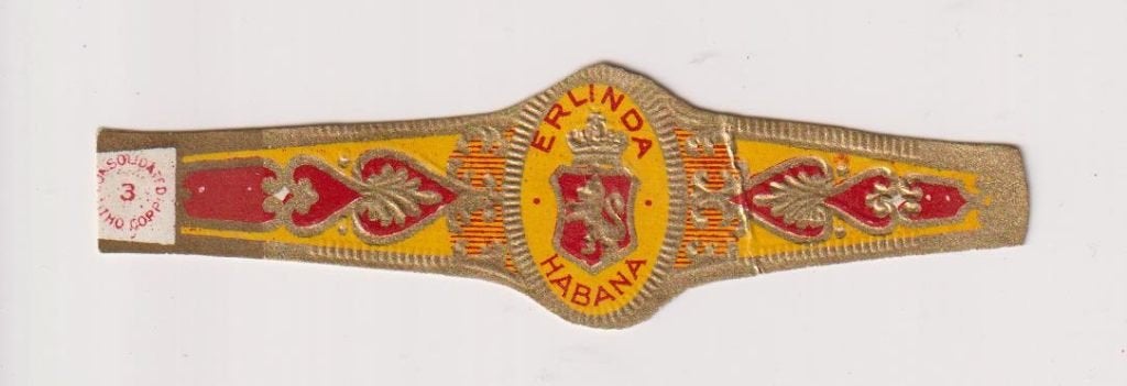 sigarenbanden - ERLINDA, Verzamelen, Rookartikelen, Aanstekers en Luciferdoosjes, Ophalen of Verzenden, Zo goed als nieuw, Sigarenbandjes