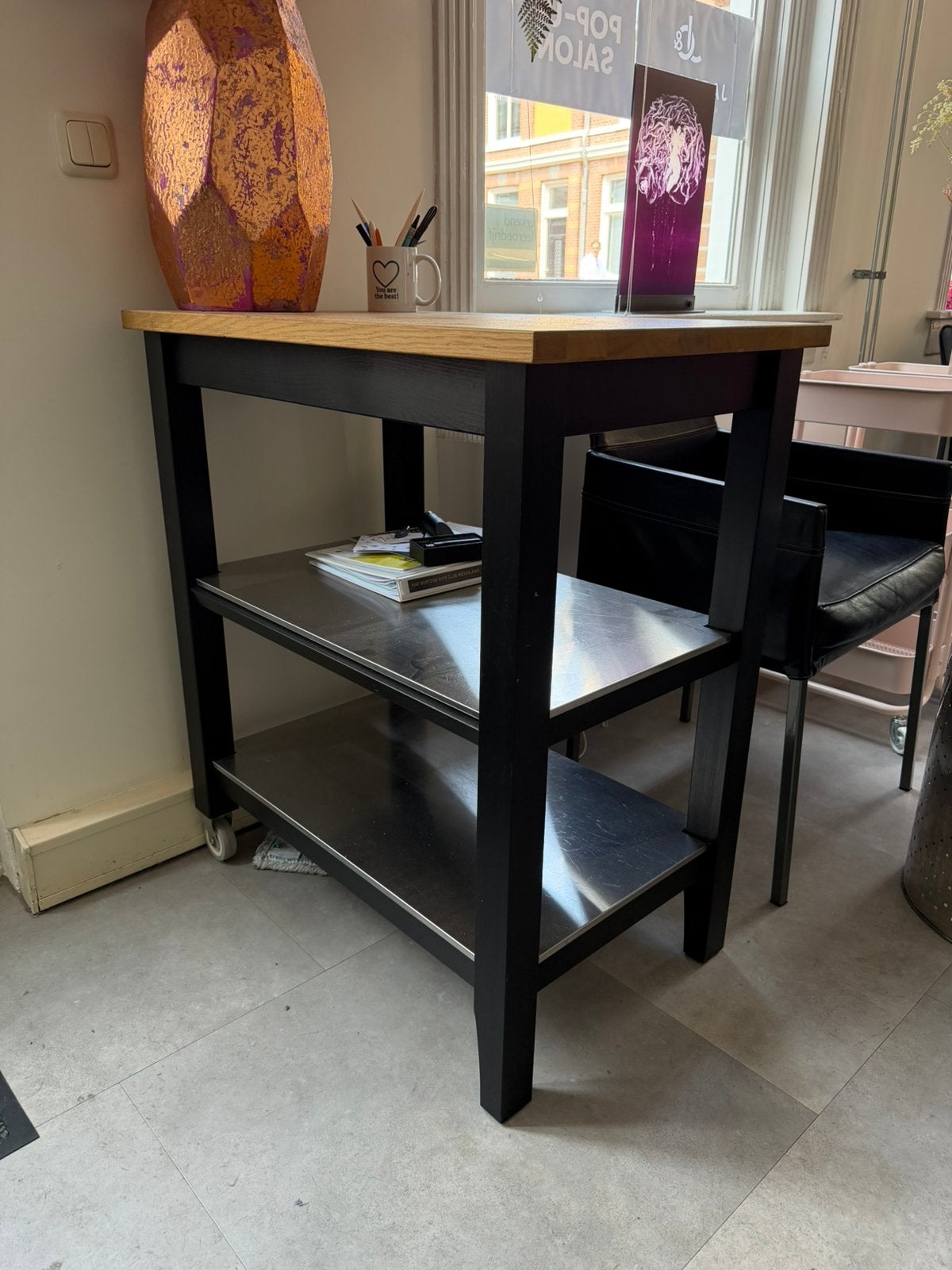 IKEA Stenstorp roltafel keuken trolley, Ophalen, Zwart, 50 tot 100 cm, Zo goed als nieuw