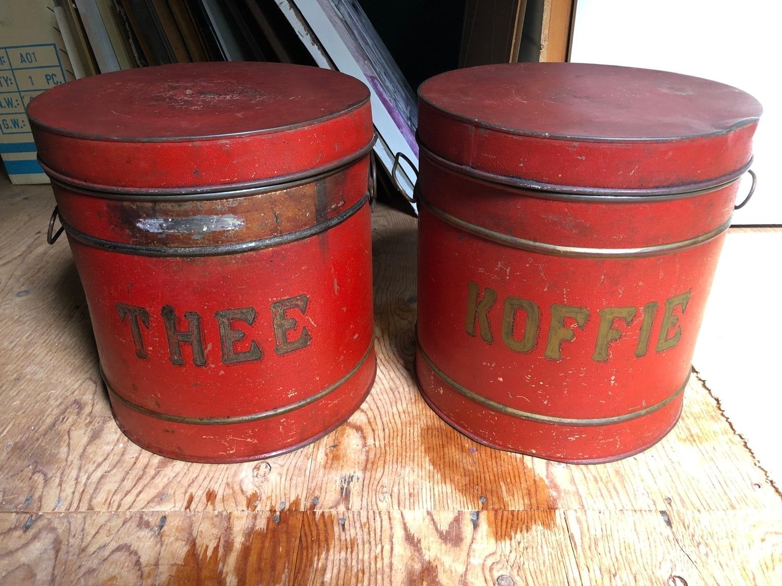 Vintage grote Thee- en Koffieblikken uit de jaren '50, Ophalen
