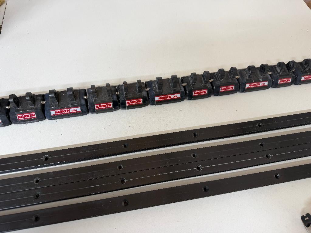 Grootzeil rail met Harken Karren, Ophalen of Verzenden, Gebruikt, Lijn of Blok