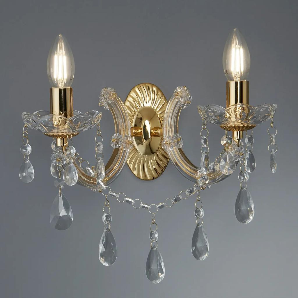 3 stuks Wandlamp Marie Therese kristalglas/staal NIEUW, Ophalen of Verzenden, Nieuw, Glas