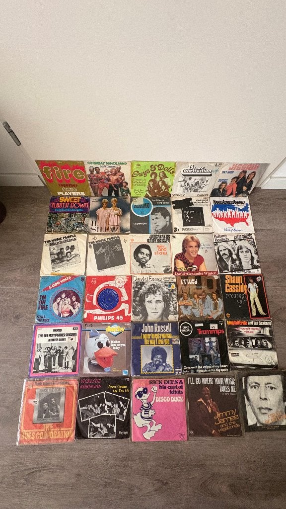 Collectie 150 vinyl singles – Beatles, Bowie, Stones, ABBA, Gebruikt, 7 inch, Pop, Overige typen