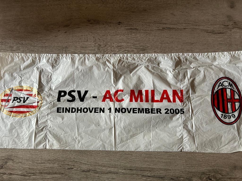 PSV banner PSV - AC Milan rode en witte, Ophalen of Verzenden, Gebruikt, PSV, Overige typen