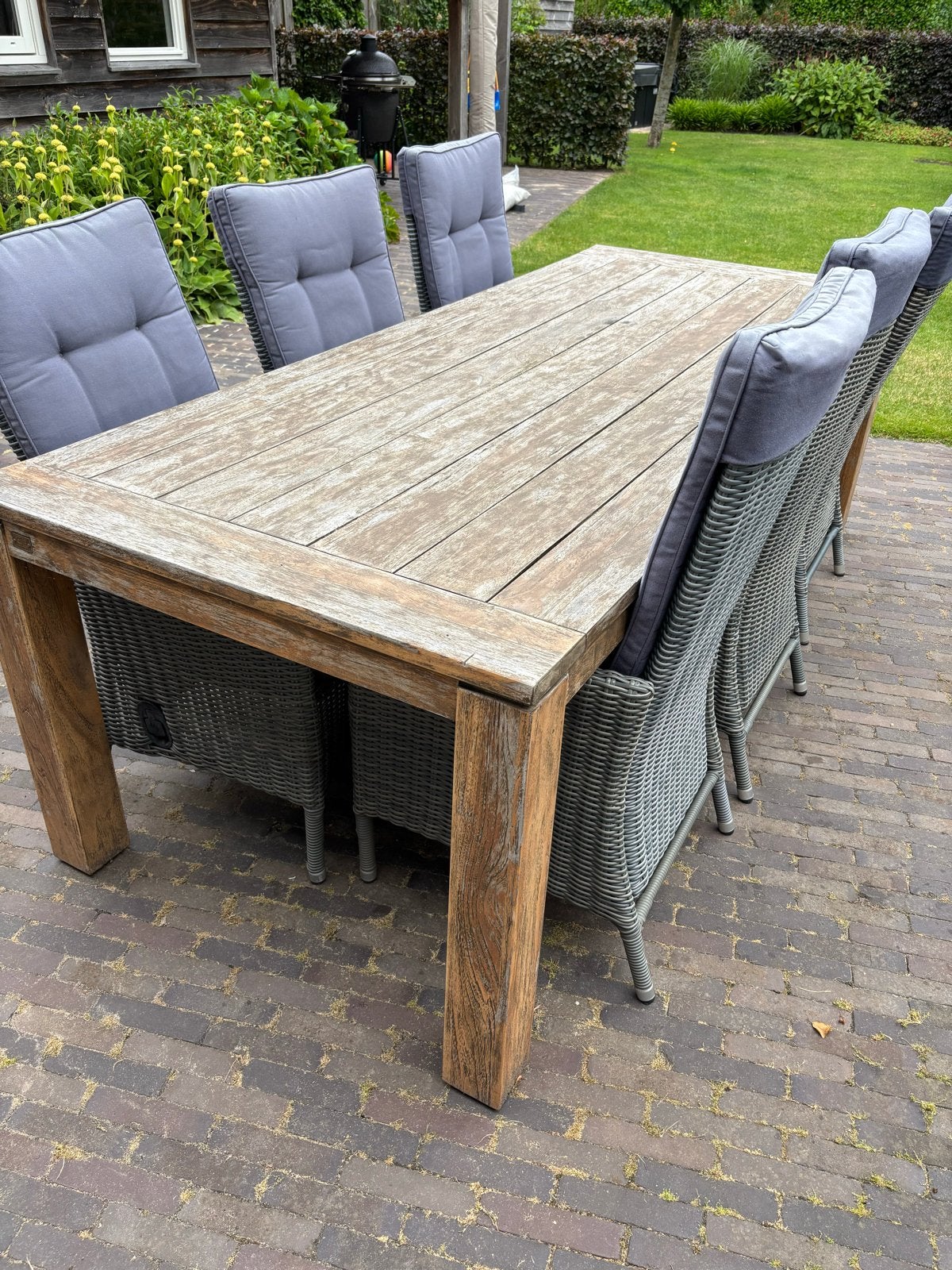 Moet snel weg! Applebee Teakhouten Tuintafel met 6 Stoelen, Tuin en Terras, Ophalen, Gebruikt, Rechthoekig, Teakhout