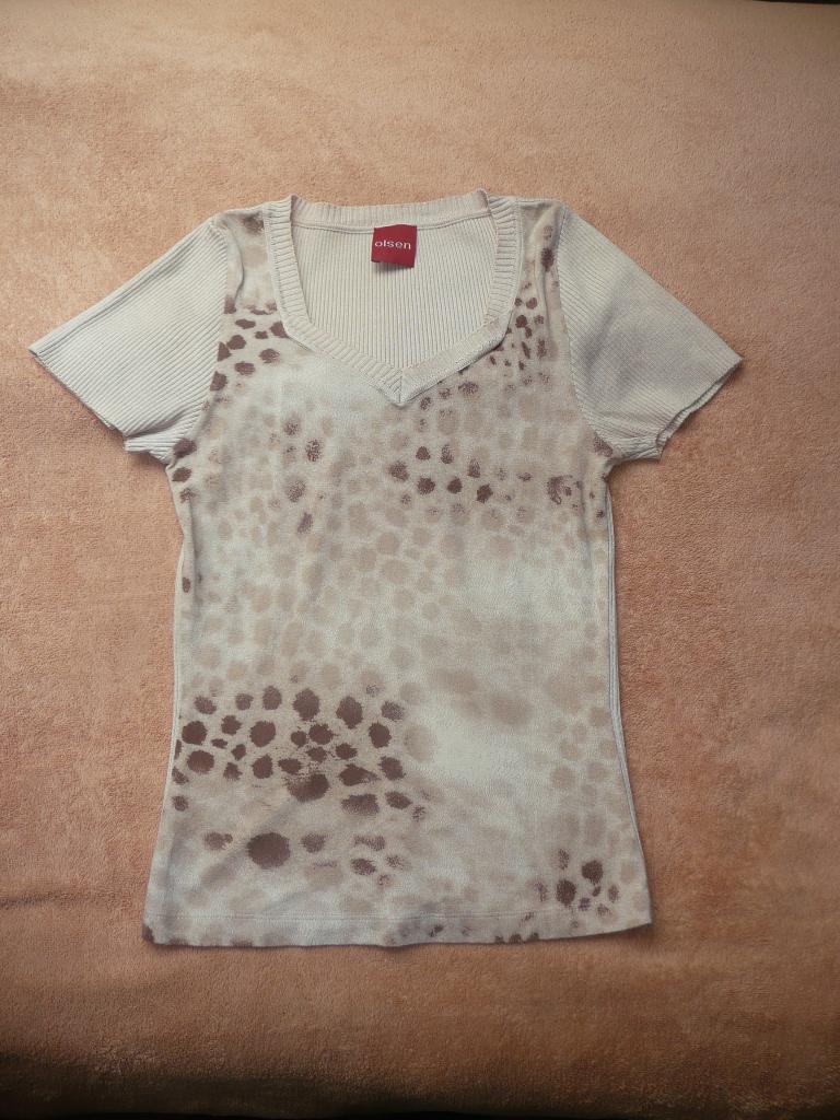 Olsen T-shirt met korte mouwen en dierenprint, Olsen, Verzenden, Beige, Zo goed als nieuw