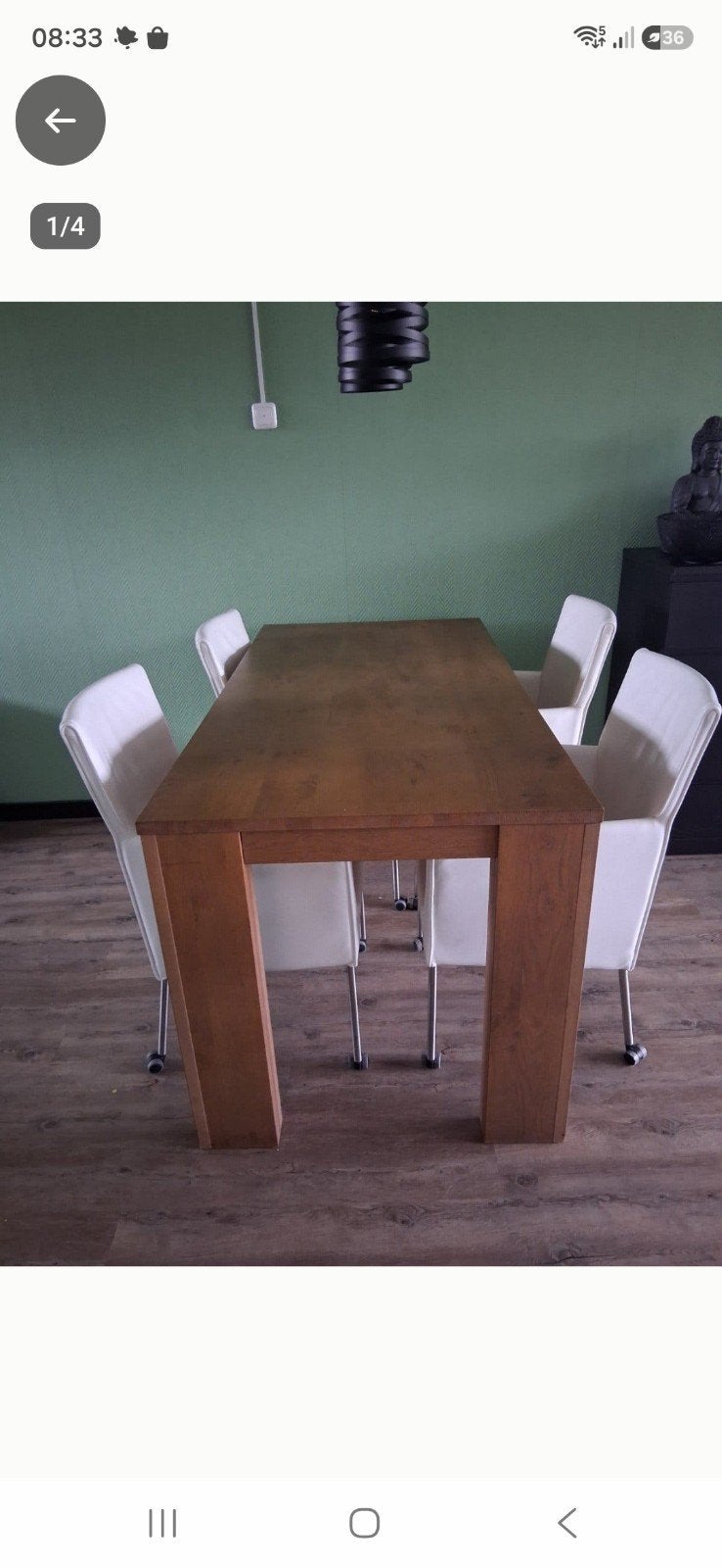 Robuuste eettafel van eikenhout - Perfect voor 4 personen, Huis en Inrichting, Tafels | Eettafels, Ophalen, Eikenhout, 50 tot 100 cm