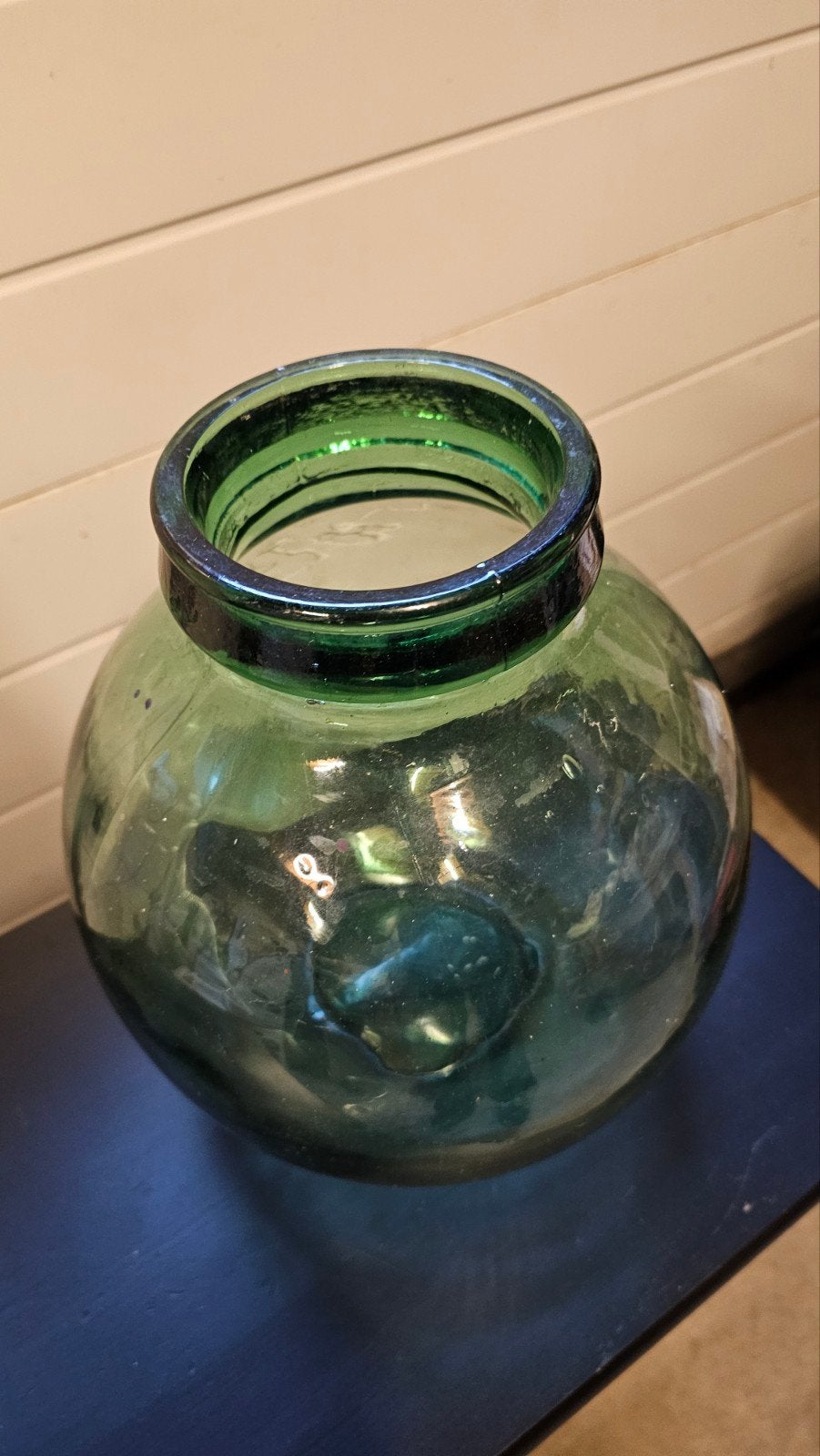Vintage Viresa Grote Groene Glazen bolvaas - 30 cm Hoog, Ophalen