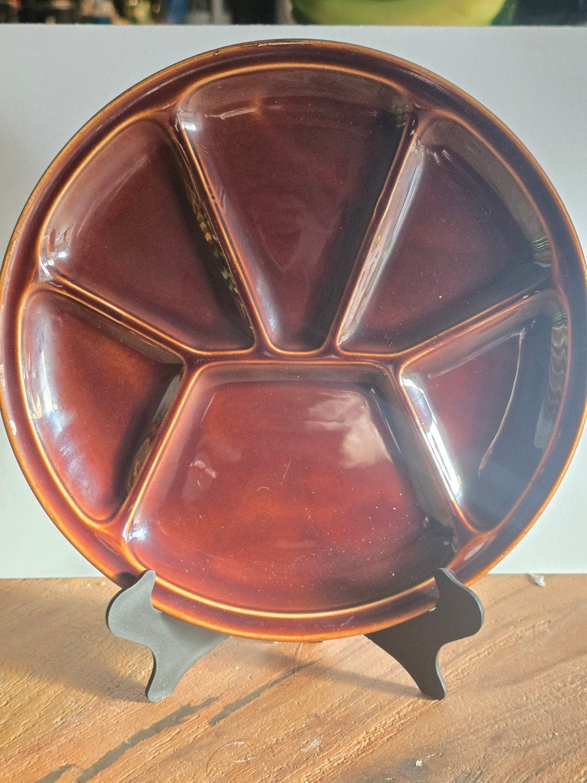 Vintage Gien Fonduebord - Donkerbruin Aardewerk Jaren '70, Ophalen of Verzenden