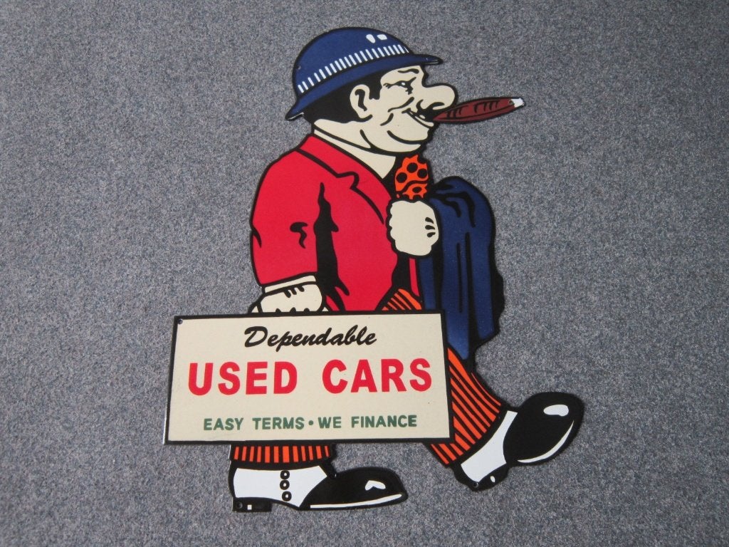 USED CARS EMAILLE RECLAMEBORD, Ophalen, Gebruikt, Reclamebord