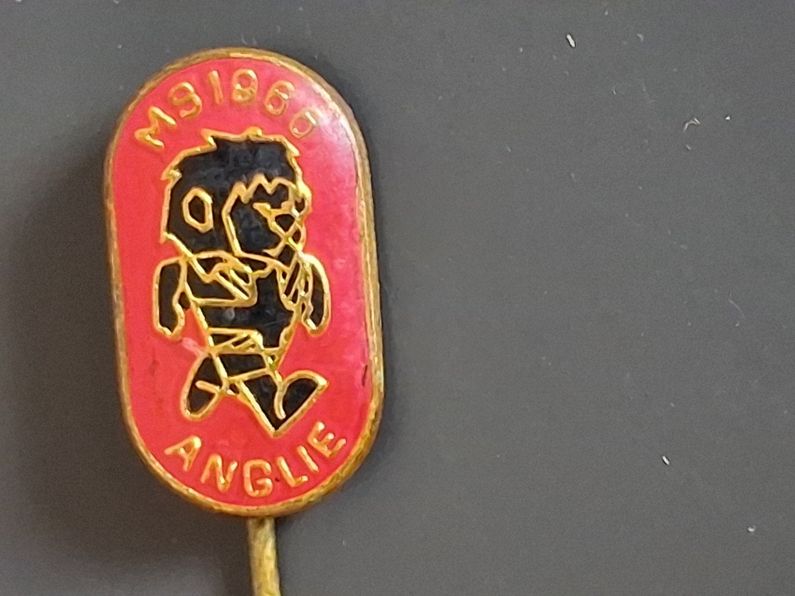 Vintage Speldje Anglie M31966 Rood Emaille wk wc mascotte, Ophalen of Verzenden, Gebruikt, Overige onderwerpen, Speldje of Pin