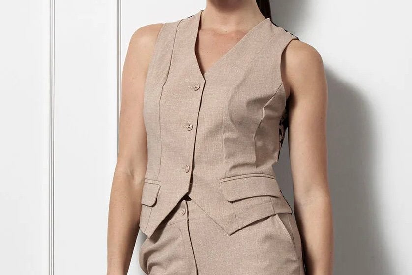 Trixi Studio Anneloes gilet structure latte travelstof mt XL, Studio Anneloes, Ophalen of Verzenden, Zo goed als nieuw, Maat 46/48 (XL) of groter