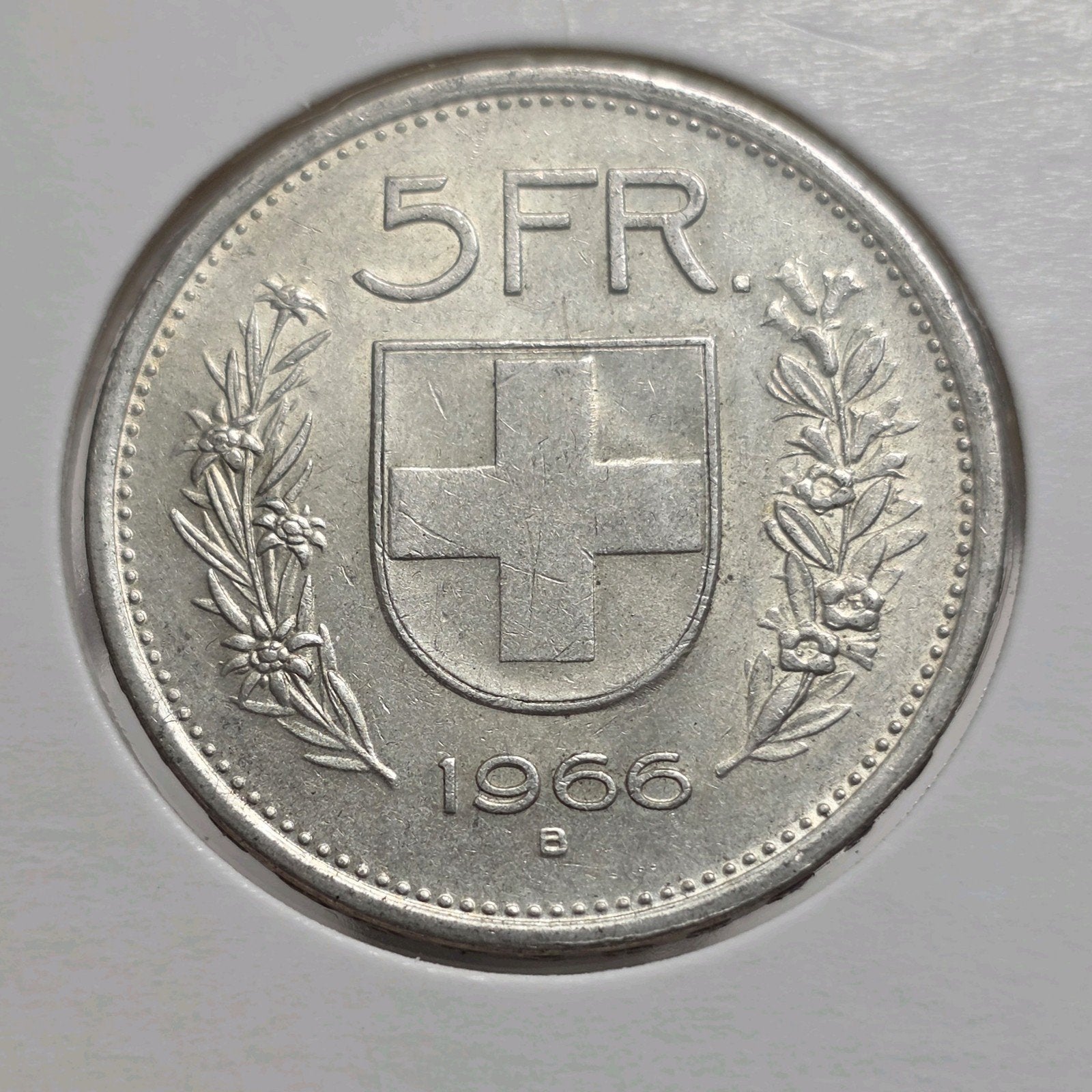 5 francs 1966 Zwitserland, Verzenden, Overige landen, Losse munt, Zilver