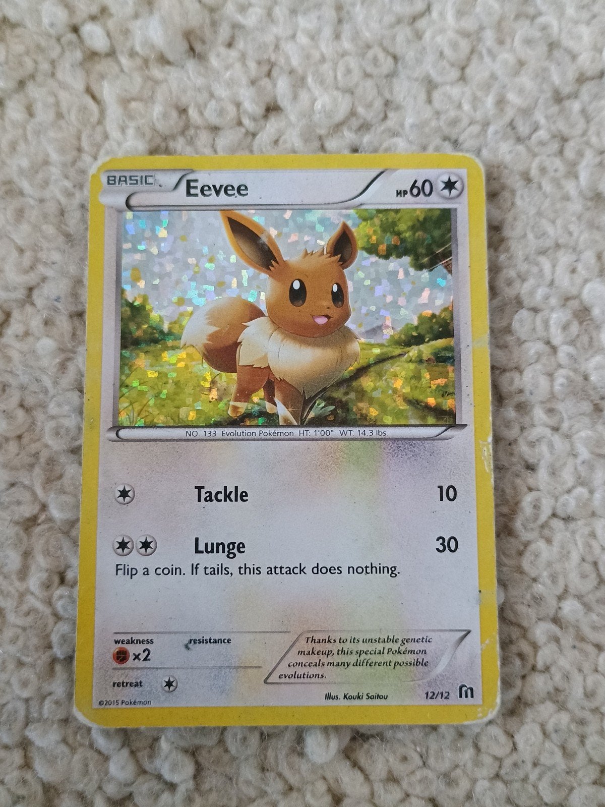 Zeldzame Eevee Mac Donalds holo 12/12 pokemon kaart, Ophalen of Verzenden, Zo goed als nieuw, Losse kaart, Foil