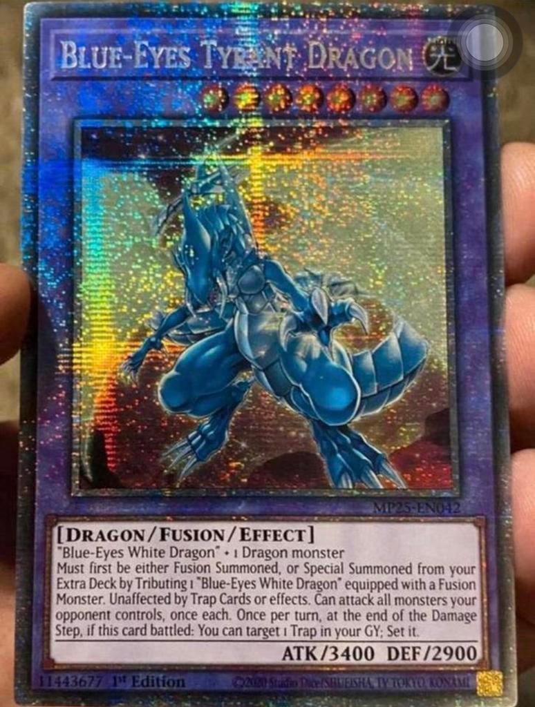 Yu-Gi-Oh! Blue Eyes Tyrant Dragon MP25 1st Starlight Rare !, Ophalen of Verzenden, Zo goed als nieuw, Losse kaart, Foil
