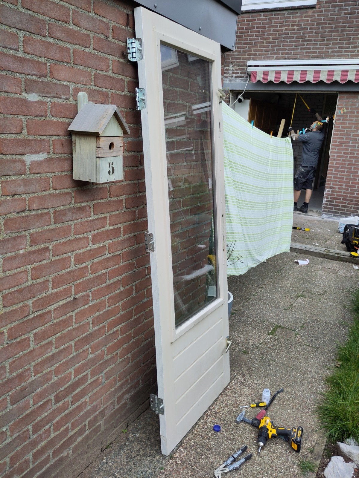 2 hardhouten buitendeuren 211 x 78,5 te koop in goede staat, Doe-het-zelf en Verbouw, Deuren en Horren, Ophalen, Gebruikt, 200 tot 215 cm