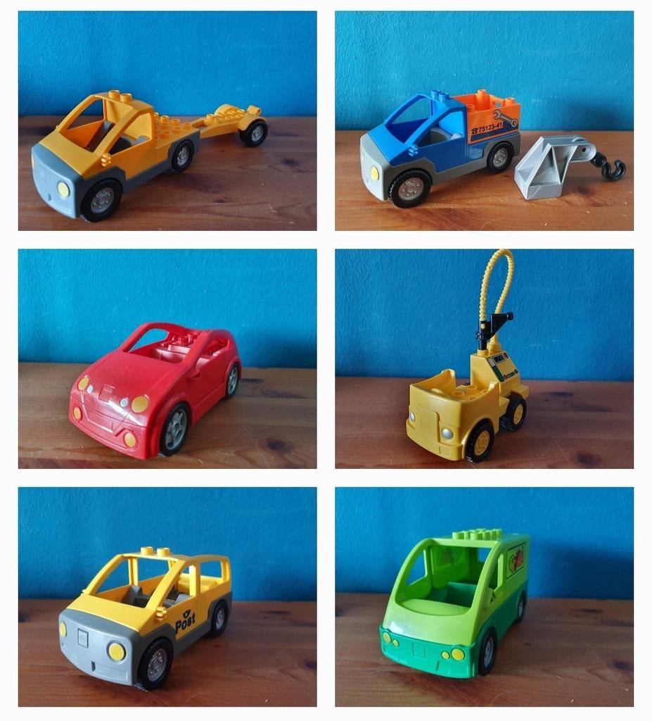 Duplo lego 5 Auto 's takelwagen sleepwagen post, Ophalen of Verzenden, Zo goed als nieuw, Duplo