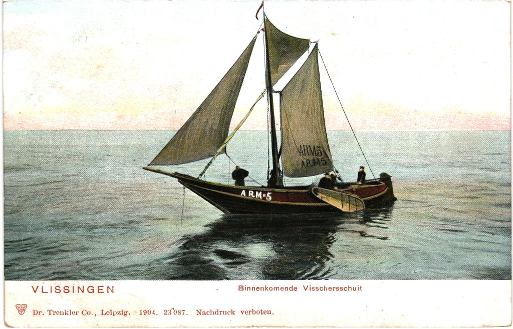 700787 Vlissingen Z vissersschuit Nette kaart onbeschreven, Verzamelen, Ophalen of Verzenden, Voor 1920, Ongelopen, Zeeland