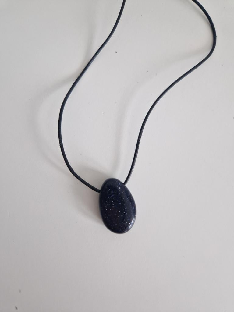 Goudsteen ketting blauw nieuw, Ophalen of Verzenden, Nieuw, Blauw, Overige materialen
