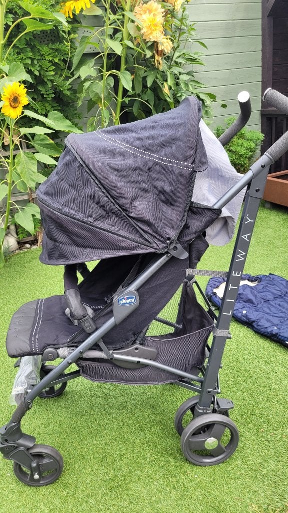 Chicco liteway buggy tm 15kg met warme trappelzak., Ophalen, Zo goed als nieuw, Overige merken, Verstelbare rugleuning