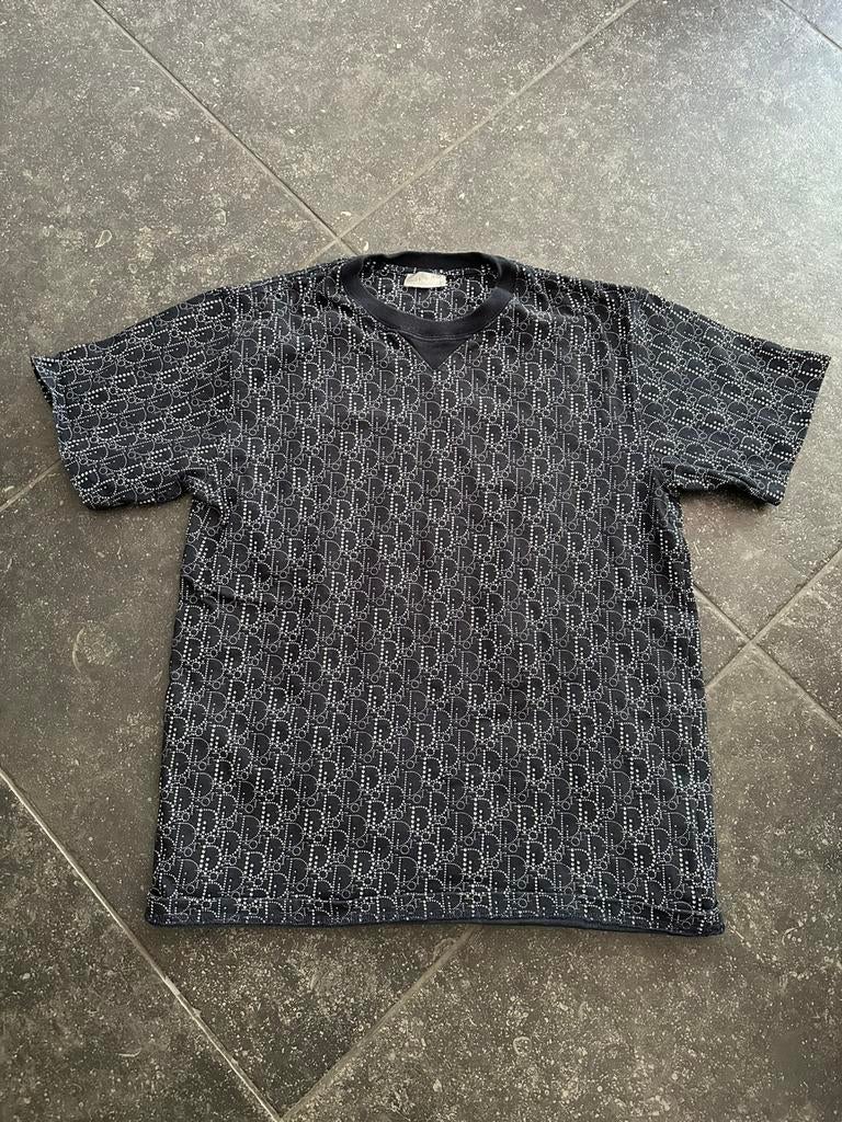 Dior Oblique T-Shirt Navy/Wit M – Authentic Poizon verified, Kleding | Heren, T-shirts, Verzenden, Zo goed als nieuw, Wit